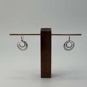 925 Sliver Double Hoop Drop Earrings
